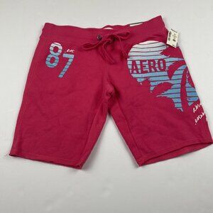 Aeropostale Classic Bermuda Sweat Shorts Women’s XS Cotton Blend Comfy Fit Pink
